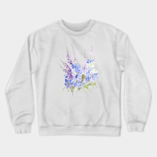 blue nigella flower arrangement ink and watercolor Crewneck Sweatshirt